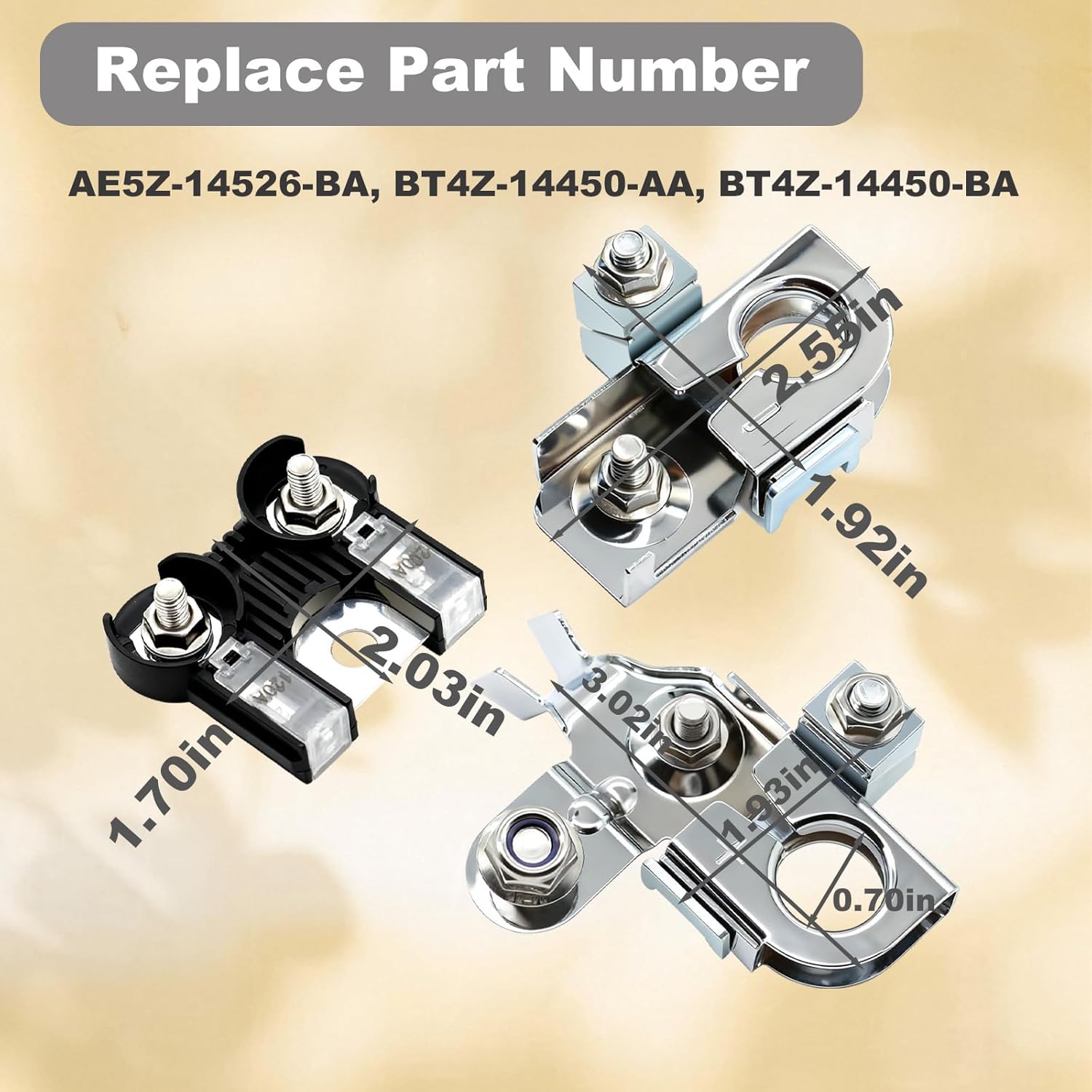 Battery Fuse 200Amp / 120Amp with Positive & Negative Battery Terminal Clamps Compatible with Ford Fusion 2010-2015 Edge 2011-2015 Lincoln MKZ 2010-2012 MKX 2011-2015 Mercury Milan 2010-2011
