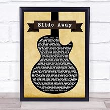Slide Away Black Guitar Song Lyric Quote Print