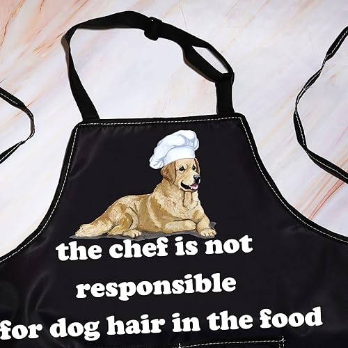 Miniatura 3 de BWWKTOP Delantal Golden Retriever con bolsillos, diseño de Golden Retriever, ajustable, para perro, mamá, papá