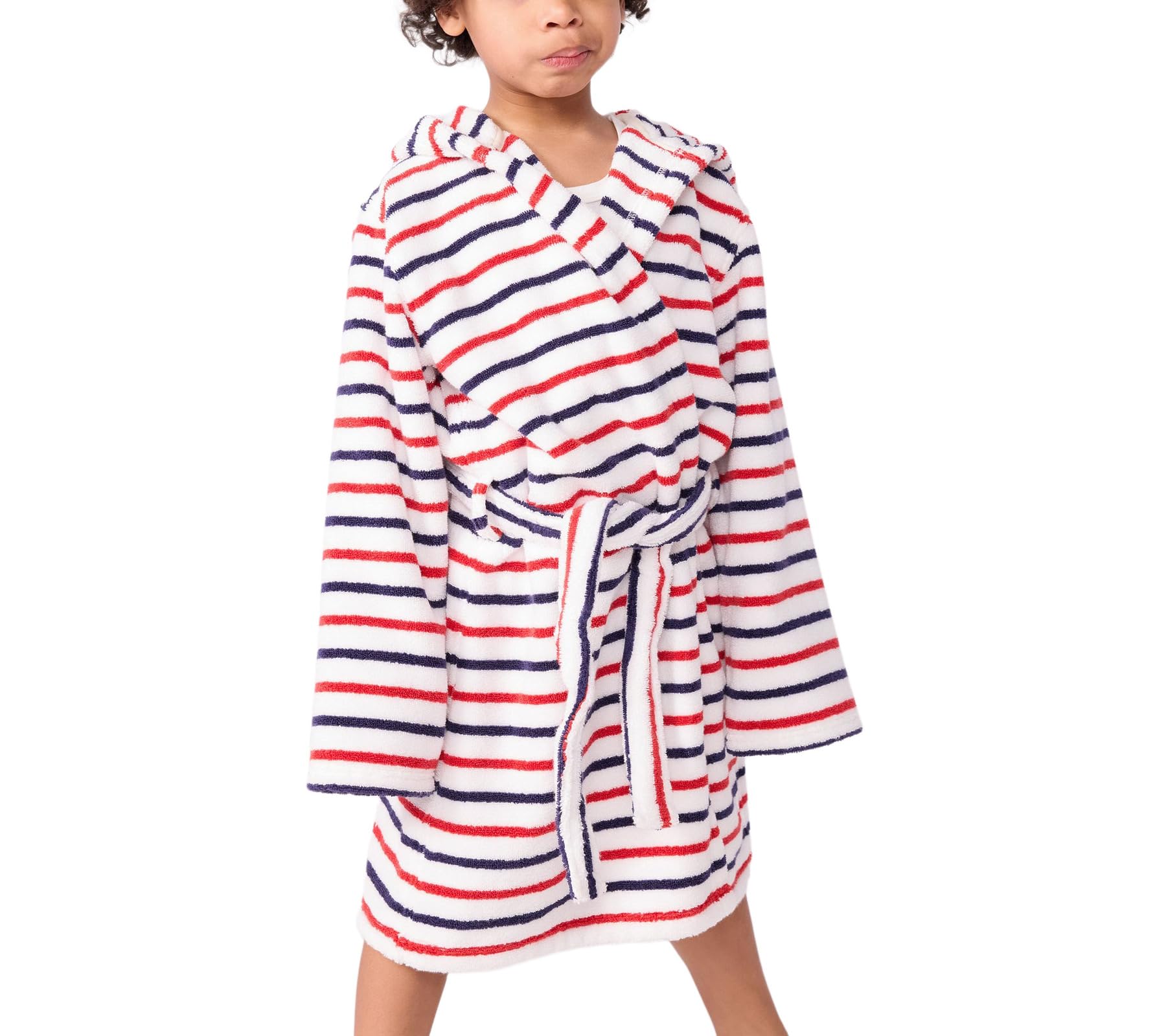 Petit Bateau Accappatoio Bambino in Spugna Cotone a Righe, Marshmallow/Multico, 2 anni