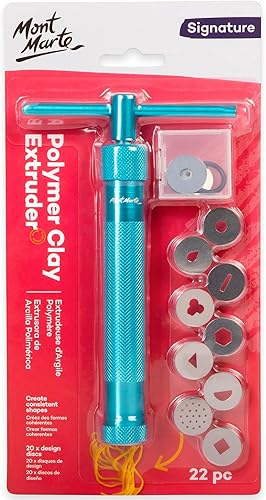 Mont Marte Extrusora de arcilla polimérica Signature 22pc, herramienta extrusora para proyectos de arcilla polimérica, joyas de bricolaje,