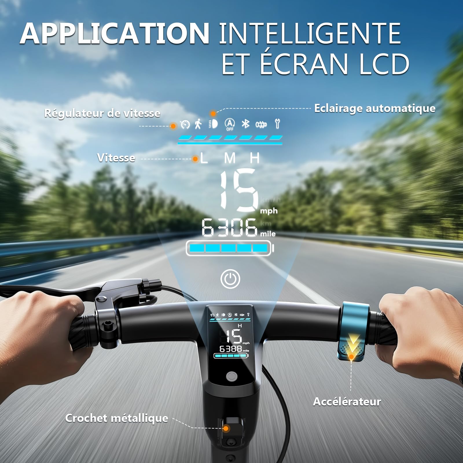 SISIGAD Trottinette Électrique Adulte 10 Pouces Electric Scooter avec App, Portée Maxi 42km Batterie 36V 10.4AH Trottinette Électrique Pliable avec Vitesse Maxi 25km/h Moteur 350W, avec Double Frein