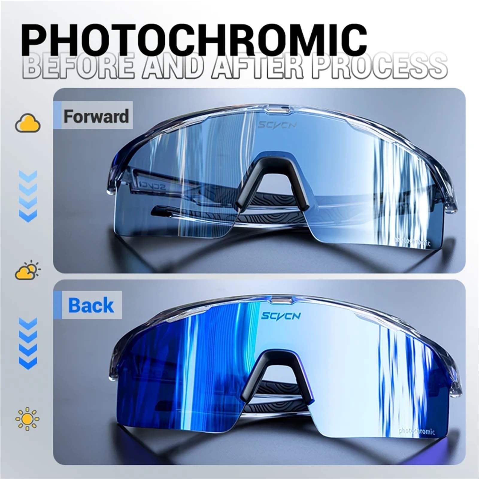Gafas de Ciclismo Gafas de ciclismo fotocromáticas | Deportes Correr Gafas de sol Senderismo al aire libre Conducir Bicicleta Carretera