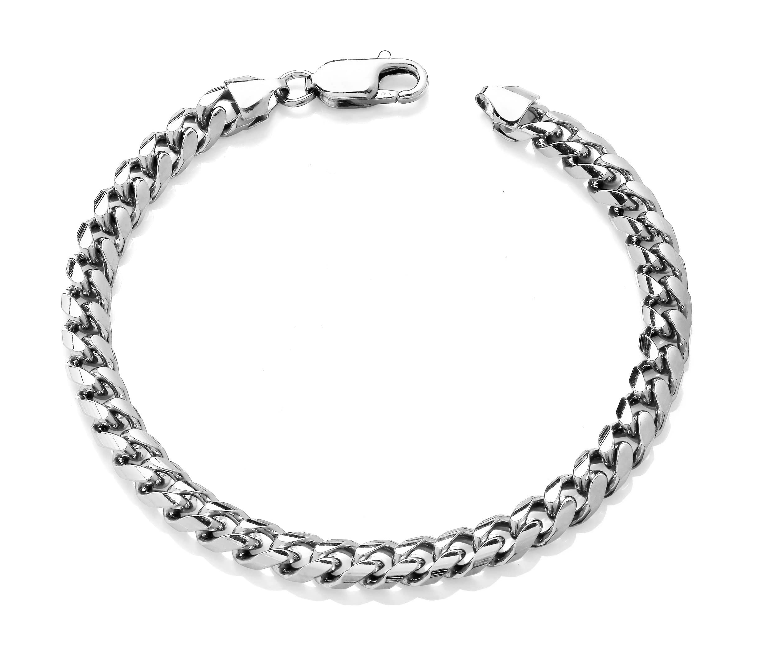 Sterling Silver Mens CURB Bracelet - CUBAN MIAMI LINK - 7mm Width - 8.5 inch