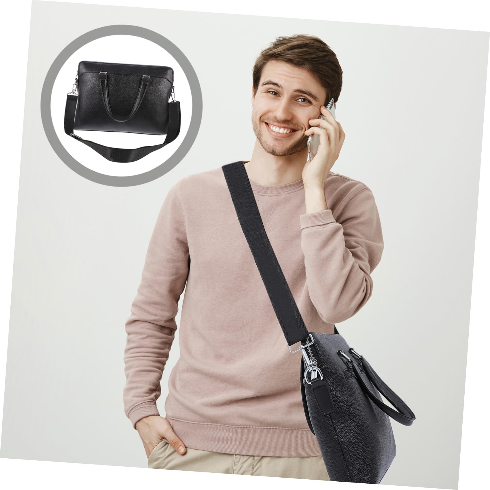 Cartella Uomo Business in Pelle Pu Nera per Laptop