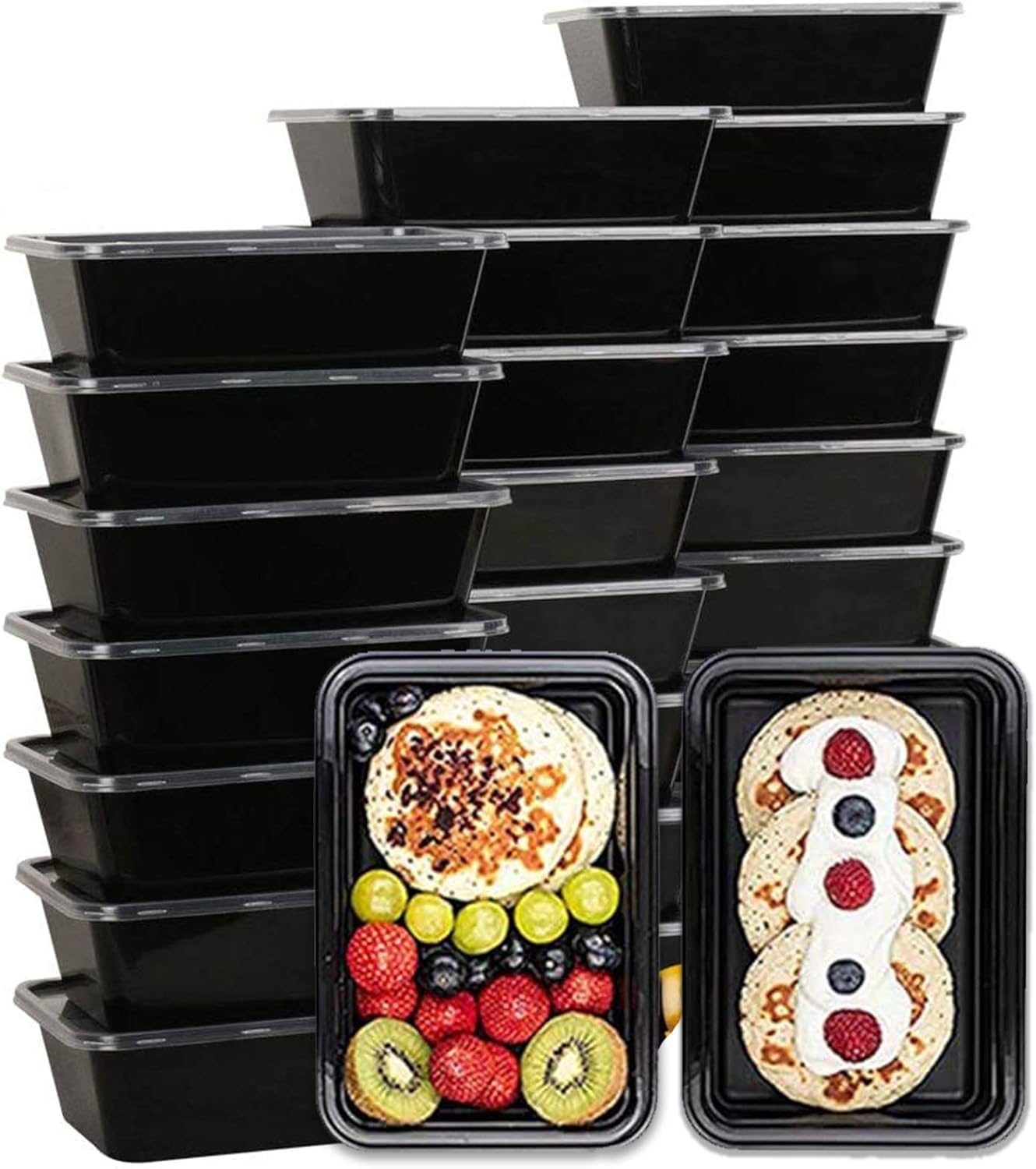 [500 ml, 15 Count, Rectangle, Black Reusable Plastic Food Storage Containers with Lid | Airtight, Microwave Safe Containers | Perfect for Meal Prep, Storage, Takeaway & Food Delivery-image-32
