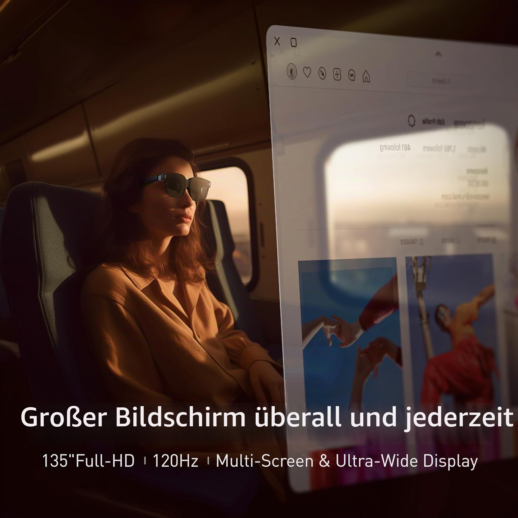 INAIR Pro AR-Brille, 2D-zu-3D-Bild und Video, Realitäts-/Virtual-Switch, Multi-Screen, 120 Hz Display für Arbeit und Unterhaltung, kompatibel mit iPhone 15/16, Android, Mac Win Steam Deck