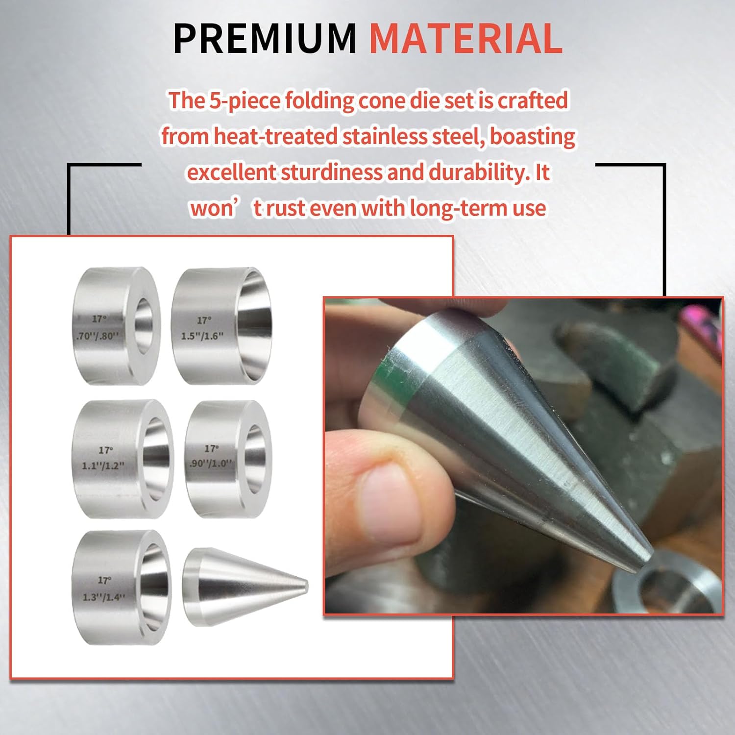 Coin Folding Cone Die Set 17 Degree 5-Piece Set,Coin Making Tool,Folding Reduction Die,Stainless Steel Stabilizer
