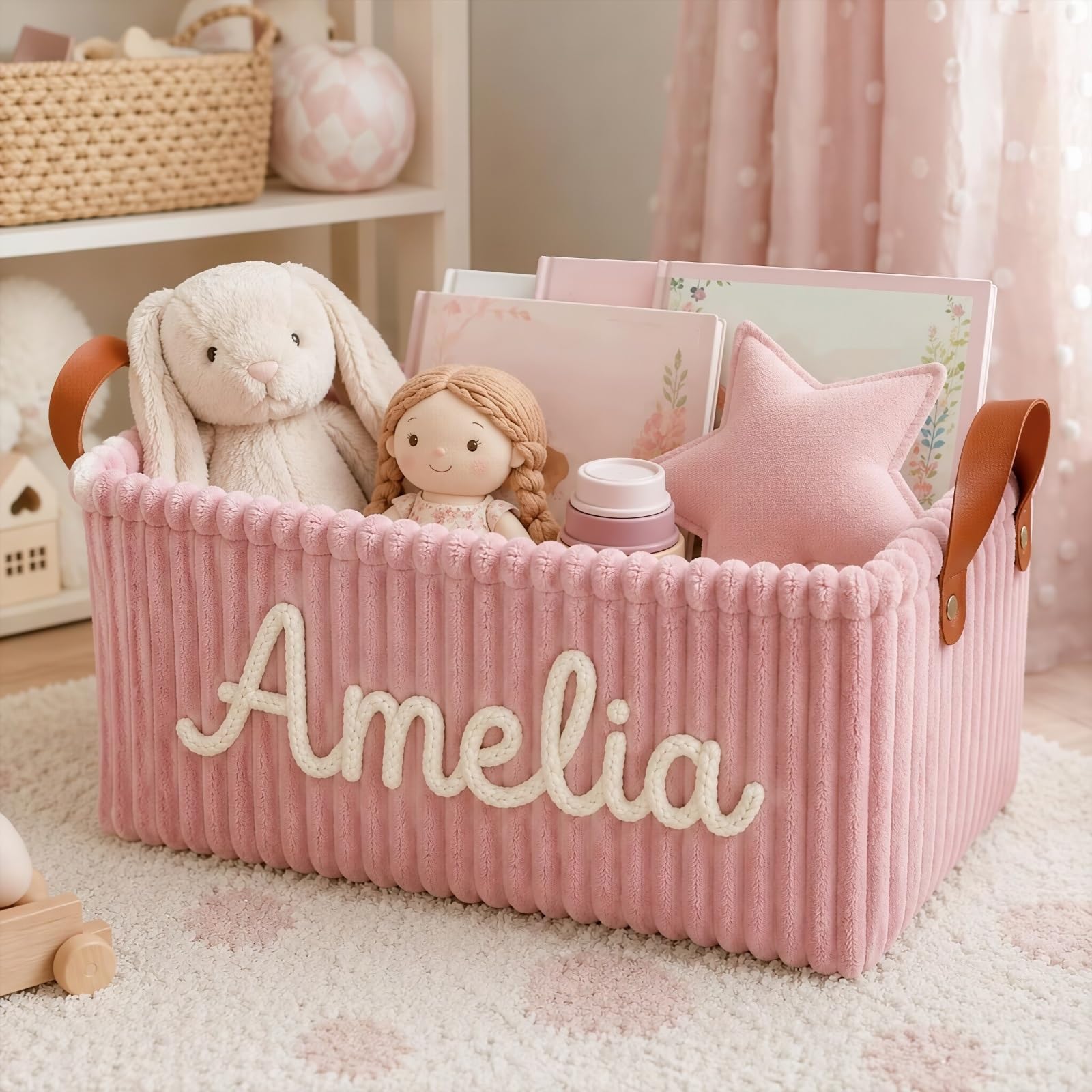 Personalized Baby Name Storage Basket, Handmade Nursery Decor Basket