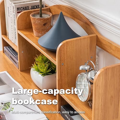 Miniatura 9 de Escritorio de madera maciza con cajones, escritorio de computadora de madera para oficina en casa, escritorio de estudio de juegos para espacios