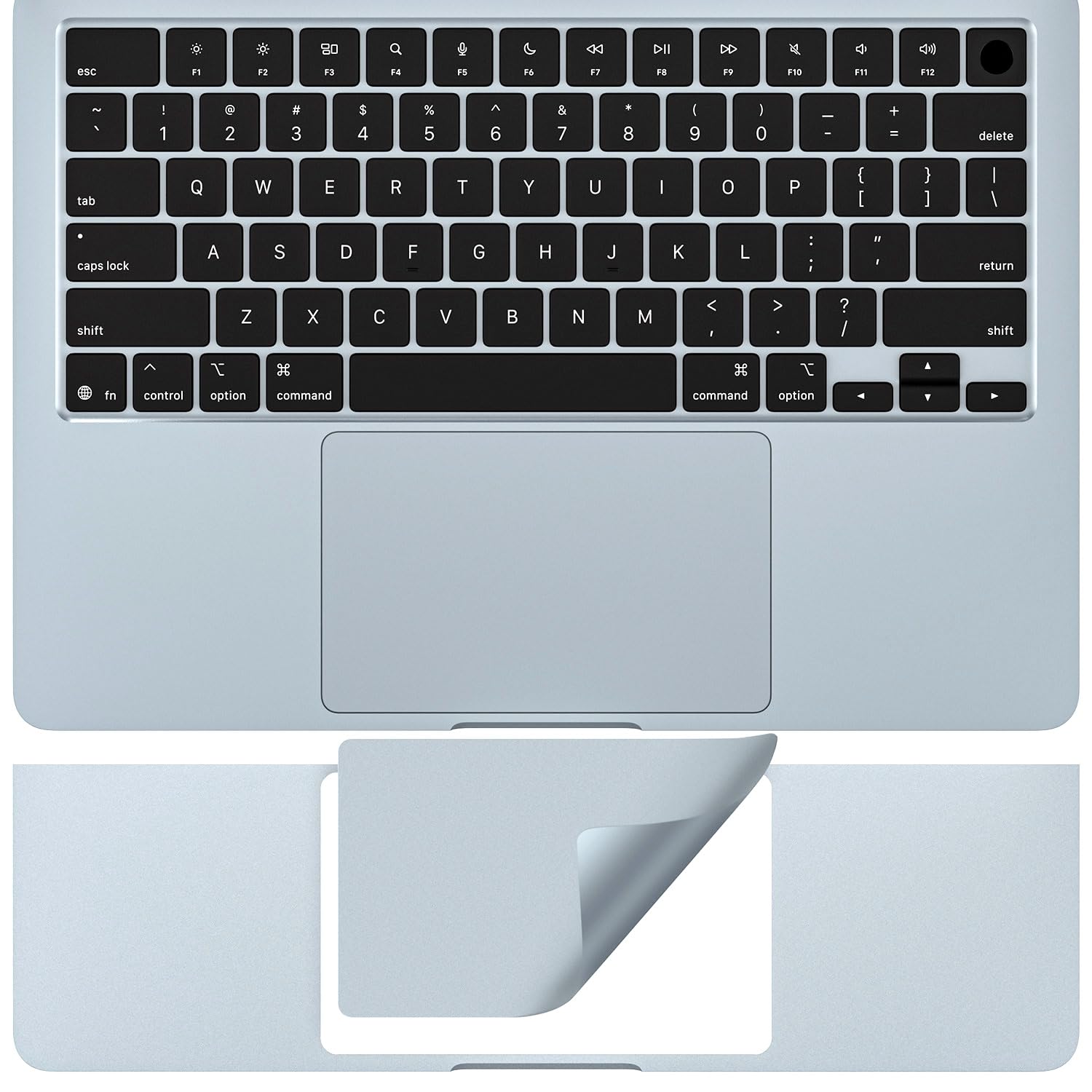 CaseBuy Palm Rest Protector Vinyl Skin Sticker for 2025 MacBook Air 13 inch Laptop with M4 chip A3240 Anti-Dust Scratch-Resistant Keyboard Cover, Sky Blue