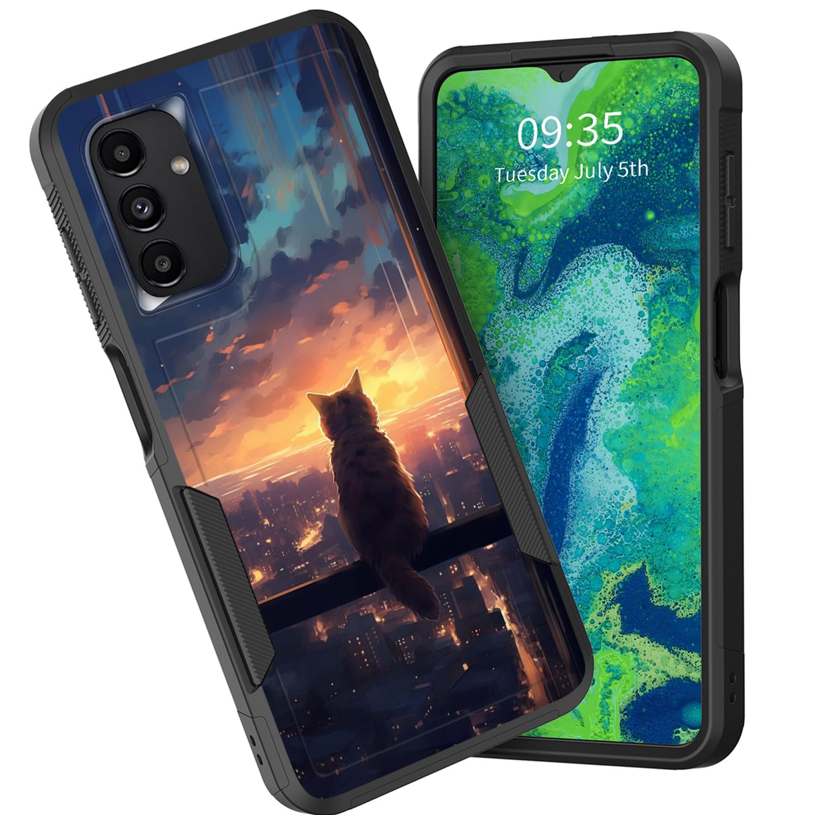 CICPLKSE for Galaxy A15 5G Case,Dual Layer Heavy Duty Hybrid Shockproof Hard PC Soft Silicone TPU Bumper Protective Cover Case for Samsung Galaxy A15