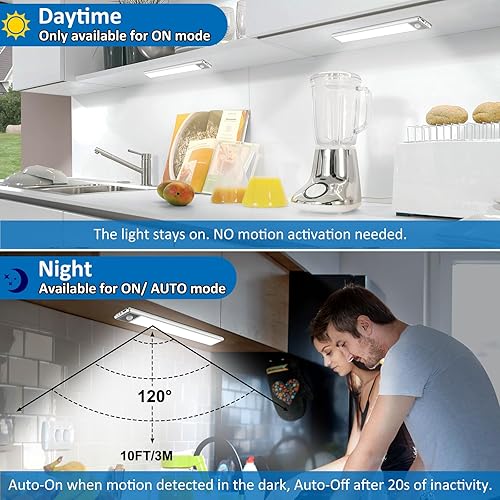 Miniatura 2 de 51 luces LED con sensor de movimiento para debajo del gabinete, luz magnética recargable debajo del armario, barra de luz nocturna inalámbrica