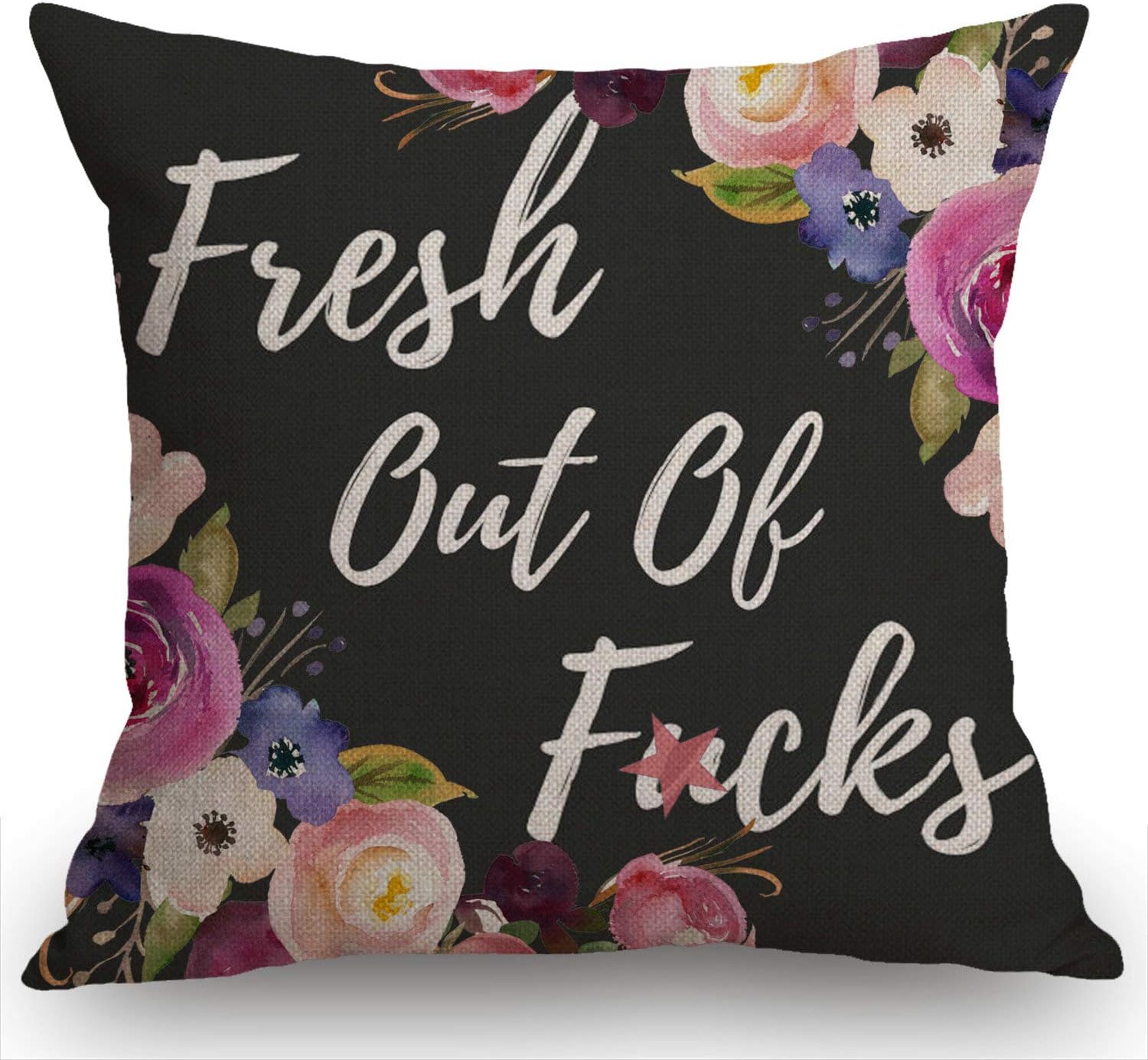 Swono Funny Decorations Pillow Cover Fresh Out of F CKS Farmhouse Decor Throw Pillow Cases Cushion Cover 18 x 18 Inch Home Decoration