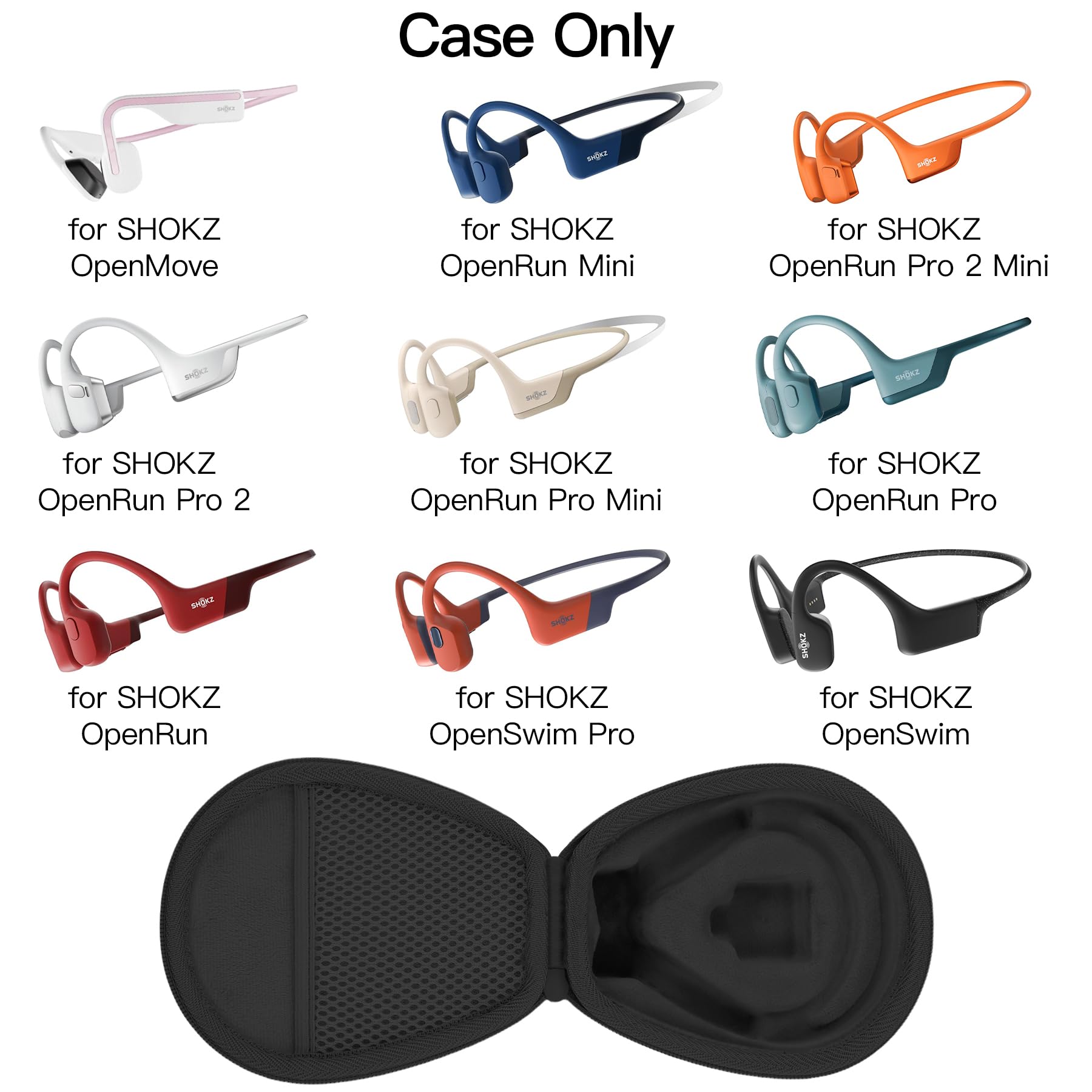 co2CREA Étui de Voyage Dur pour SHOKZ Casques de Sport sans Fil OpenRun Mini/Pro 2 Mini/OpenMove/OpenSwim/OpenSwim Pro