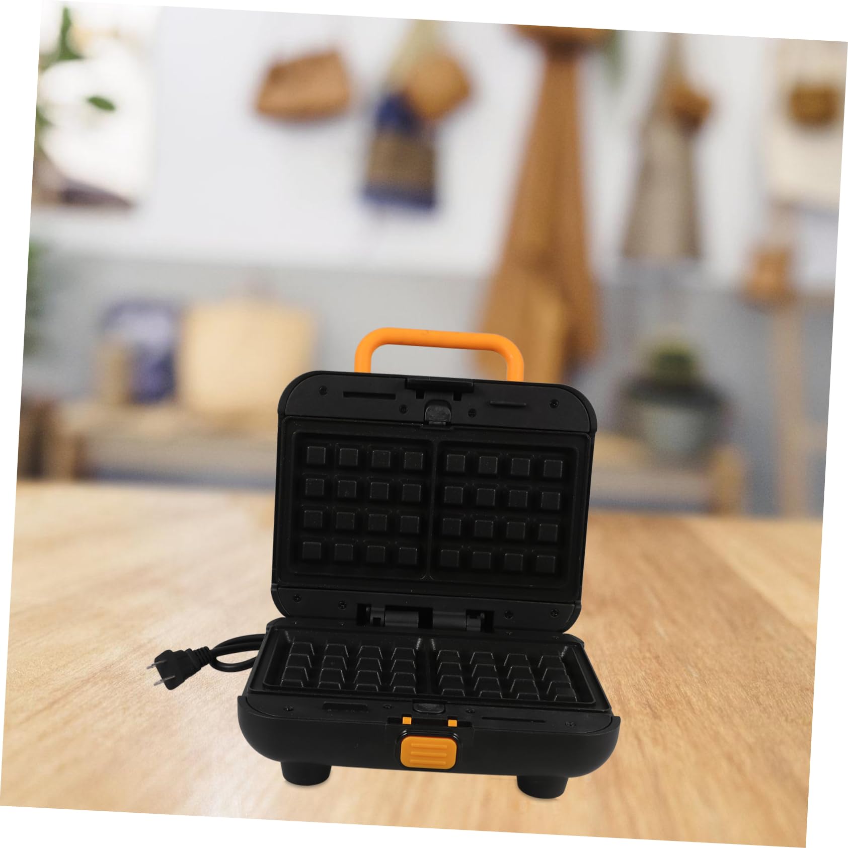 GRIRIW 1Set Kitchen Waffle Maker Machine Non Stick Waffle Sandwich Maker with Baking Plates Compact Design for Easy Storage for Breakfast and Snacks US Plug