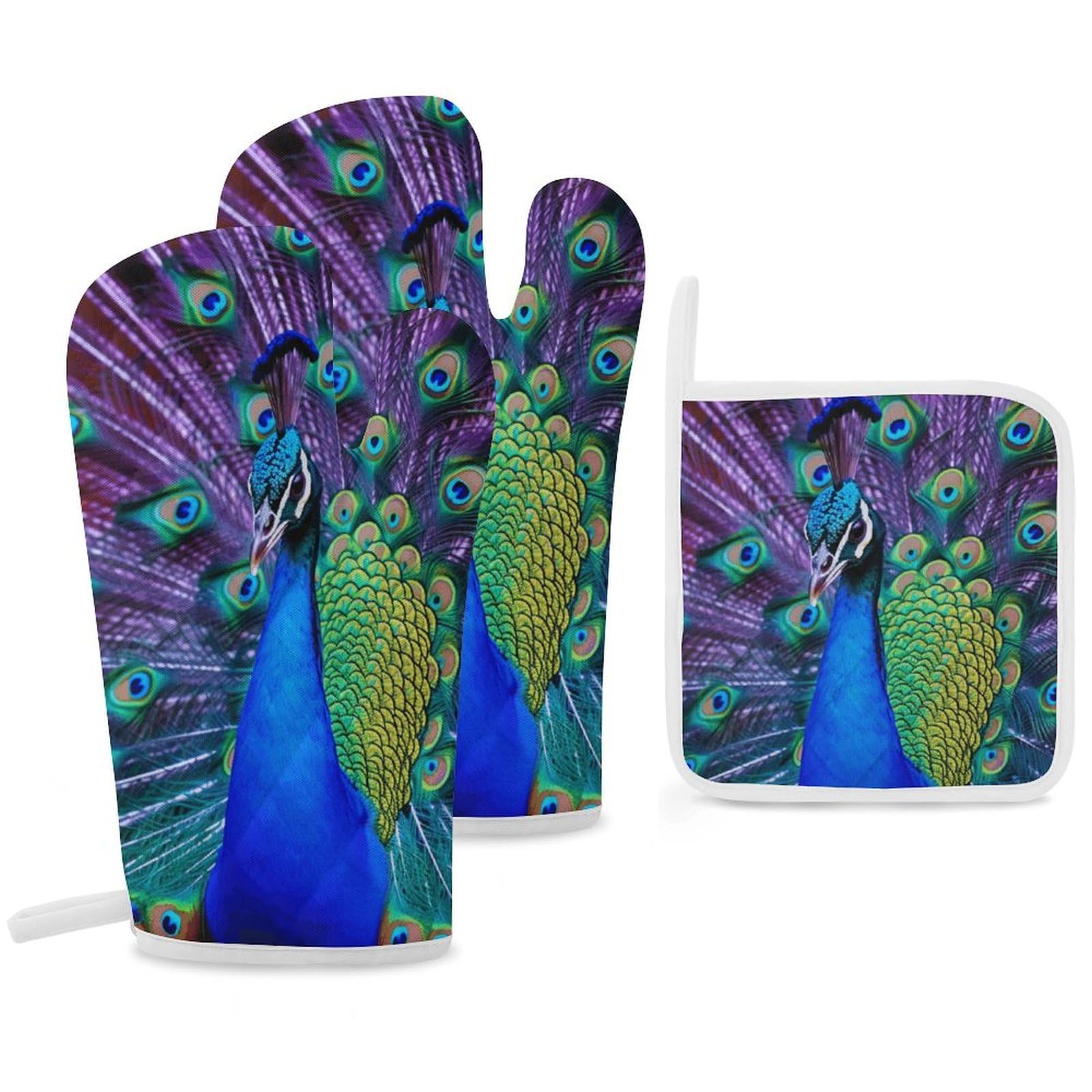 Gants de cuisine motif paon pour sublimer vos repas de famille