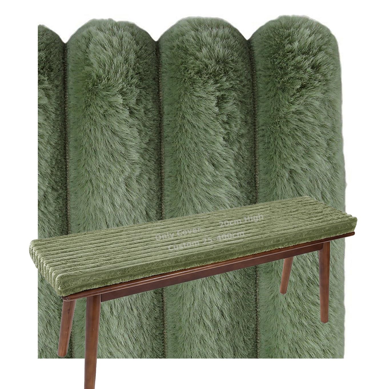 Housse de matelas vert foncé 160x60 pour banquette de fenêtre et Noël