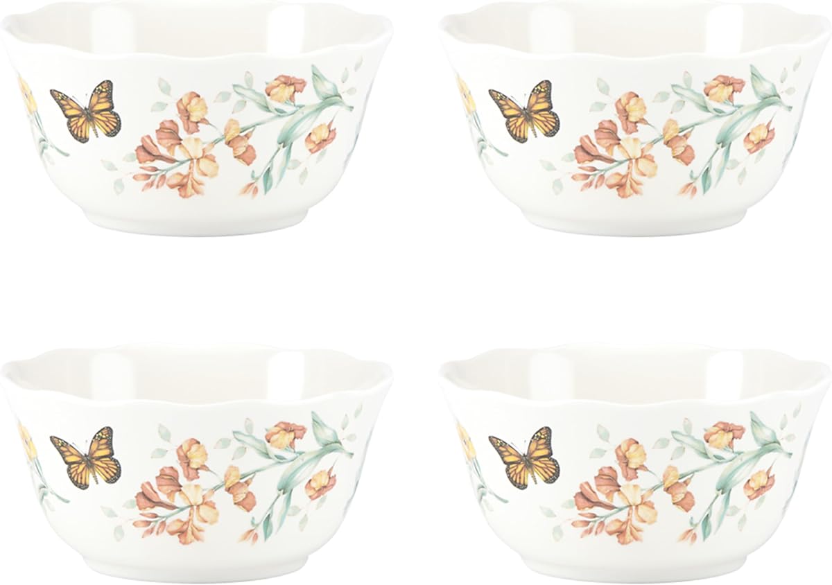 Lenox Butterfly Meadow Melamine All-Purpose Bowls, Salad Bowl Set for 4 | lightweight, bpa-free, dishwasher safe | versatile for cereal, soup, or salad | multi-purpose bowl | 16oz capacity