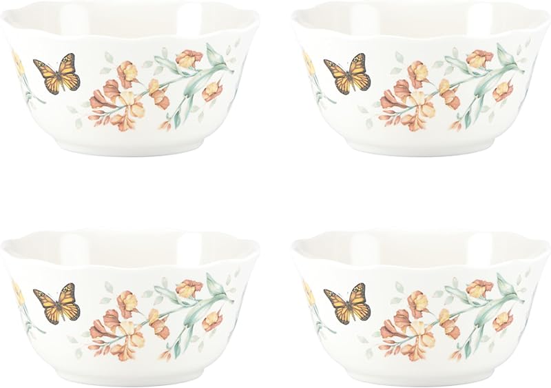 Lenox Butterfly Meadow Melamine All-Purpose Bowls, Salad Bowl Set for 4 | lightweight, bpa-free, dishwasher safe | versatile for cereal, soup, or salad | multi-purpose bowl | 16oz capacity