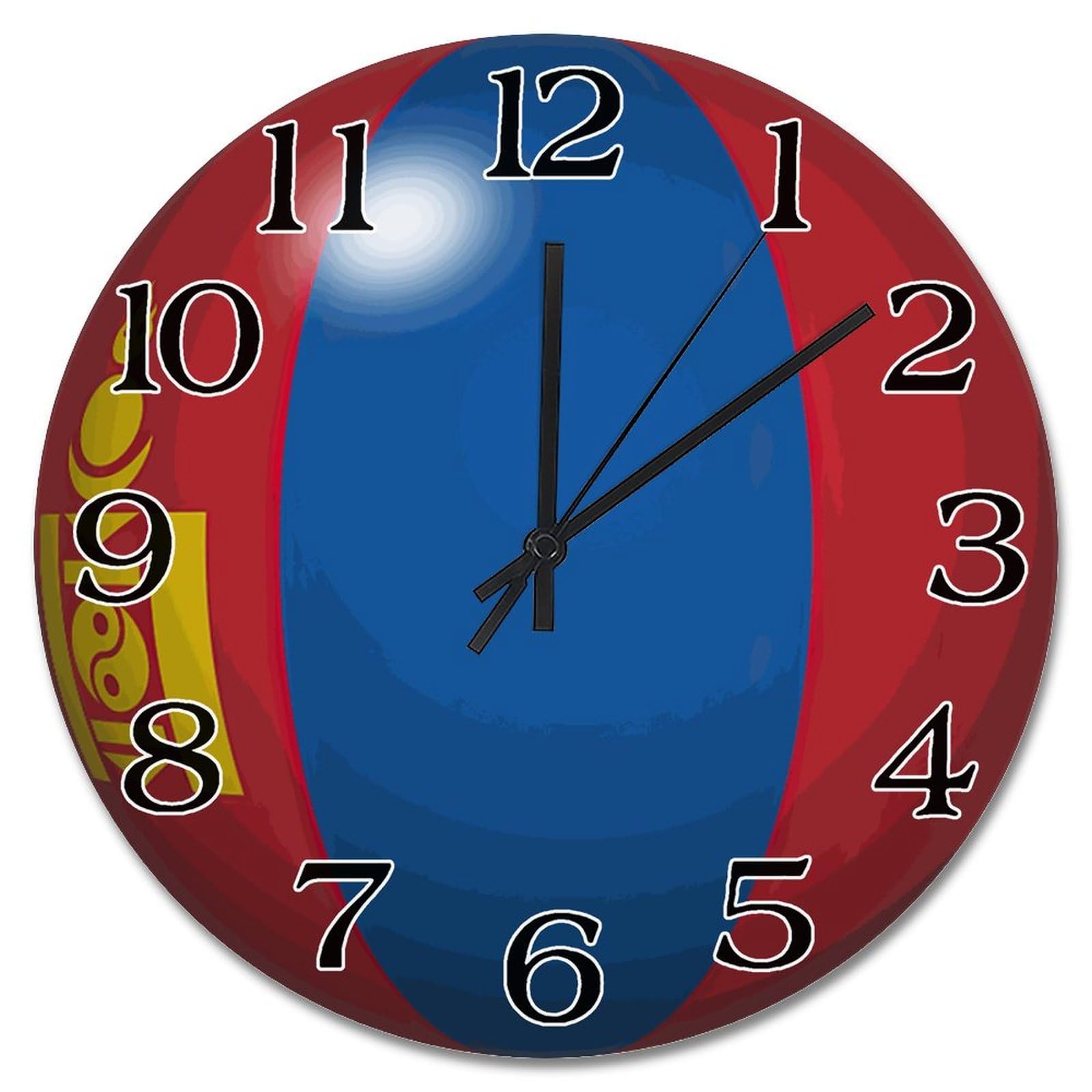 Horloge murale Mongolie en bois 38 cm silencieuse et rustique