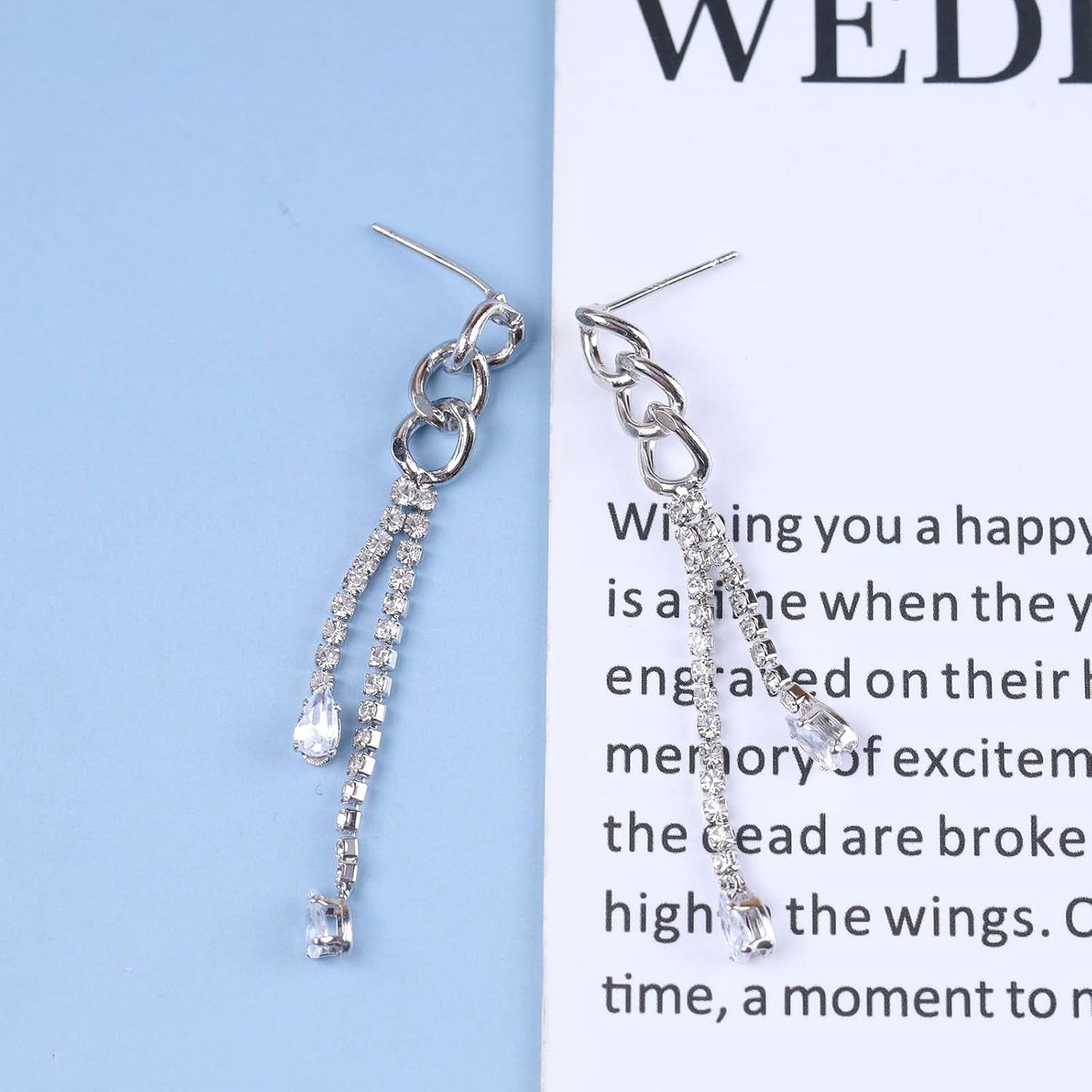 Boho Long Cz Chain Earrings Rhinestone Chandelier Earring Crystal Tassel Earrings Sparkly Rhinestone Dangle Earring Jewelry for Women - Image 4