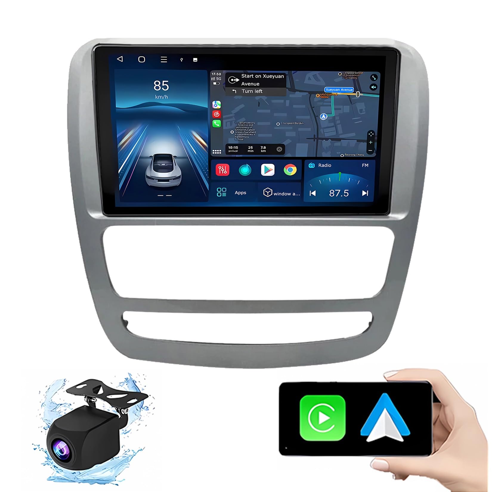 Autoradio GPS tactile 9 pouces Android 14 avec caméra AHD et commandes au volant JAC