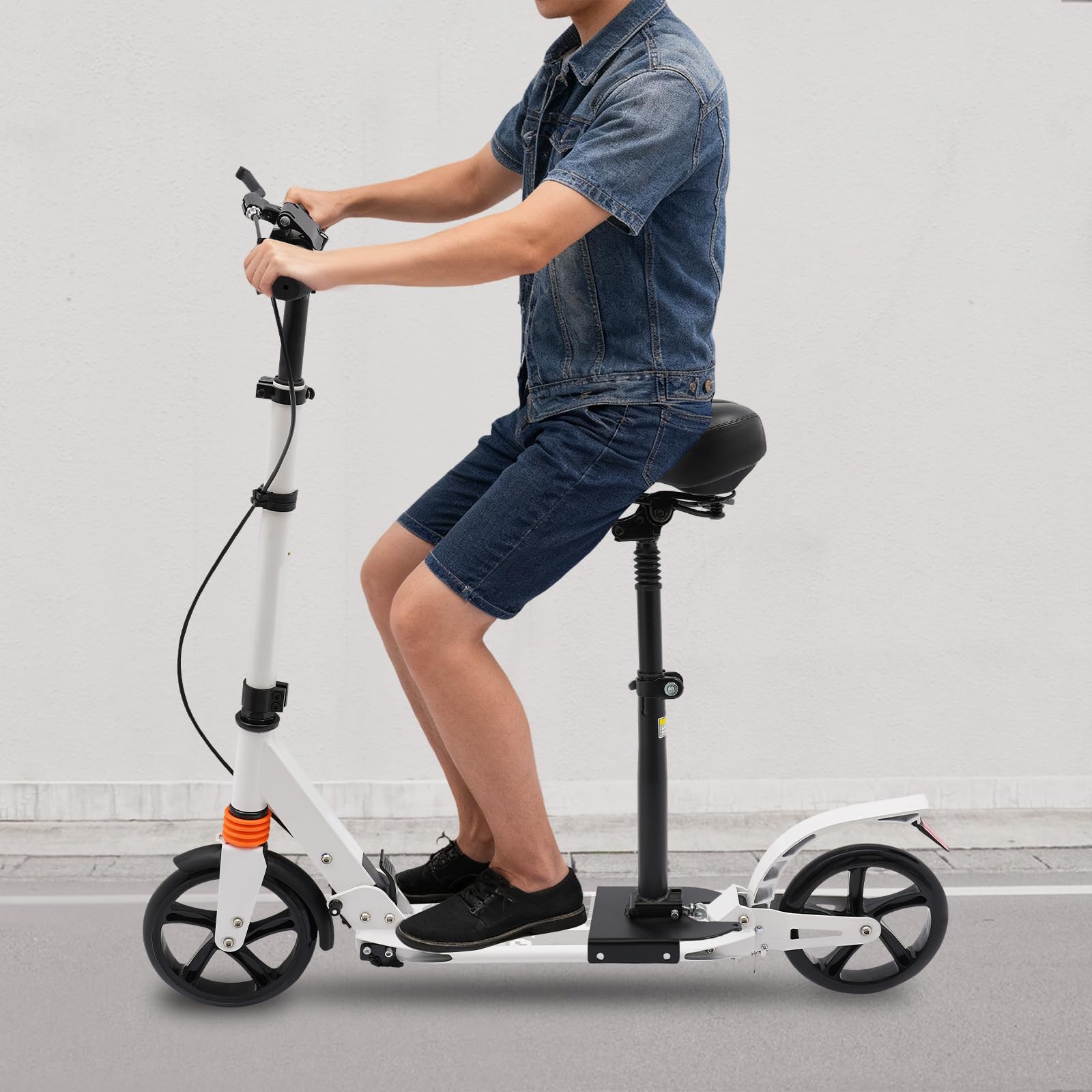 Cuscino ammortizzante per scooter elettrico, altezza regolabile da 50 a 68 cm | Sella pieghevole per scooter elettrico, omologata per strada, per adulti, per ciclismo a lunga distanza