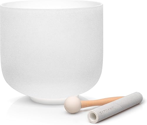 SITSANG Cuenco de cristal Perfect Pitch C Note de 440 Hz para cantar la raíz del chakra de 7 pulgadas con tanque de transporte acolchado y hueso de