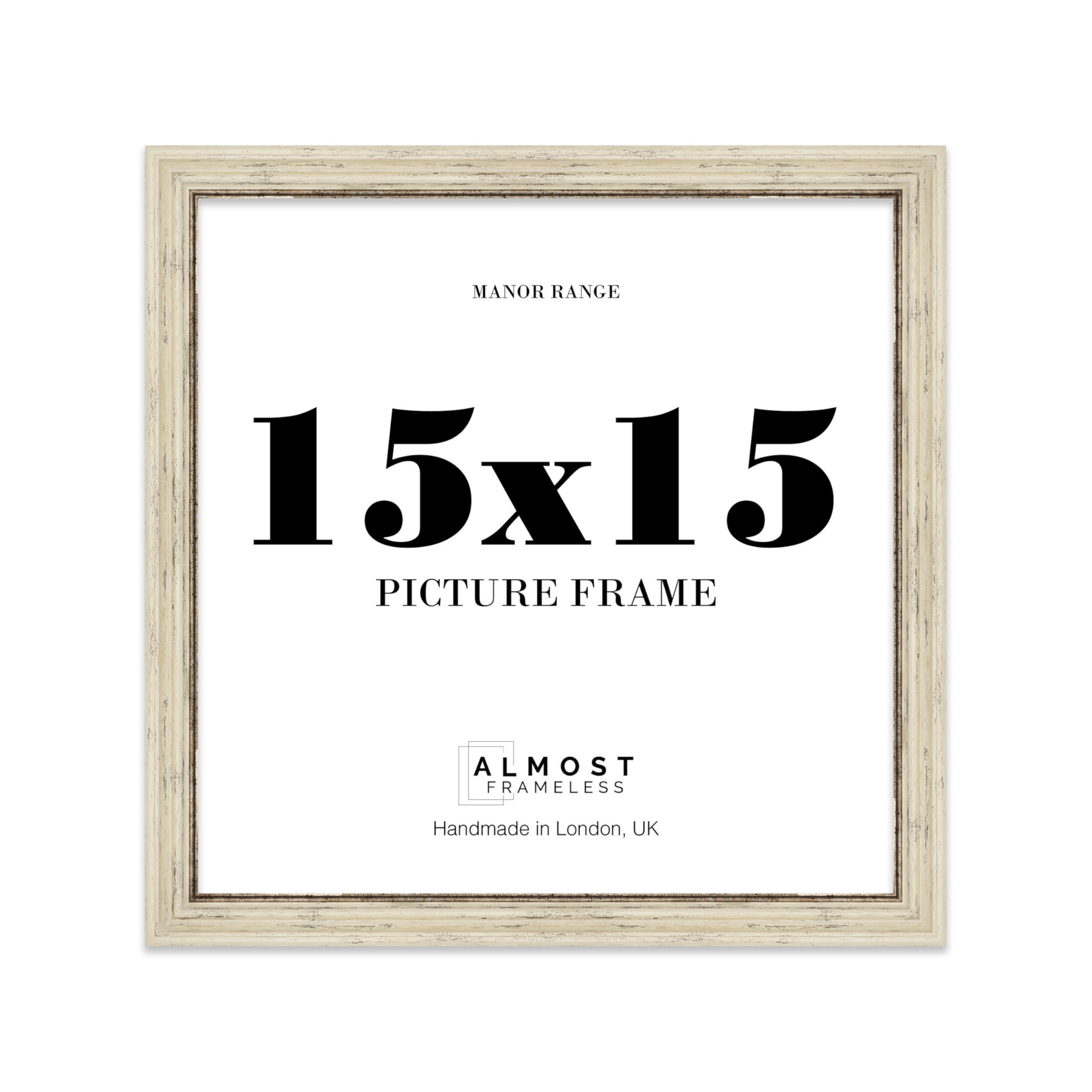 15x15 Picture Frame, Display 15x15 Pictures (38.1 x 38.1cm) - Distressed Cream Distinctive 42mm Edge Room Decor - 1 Pack