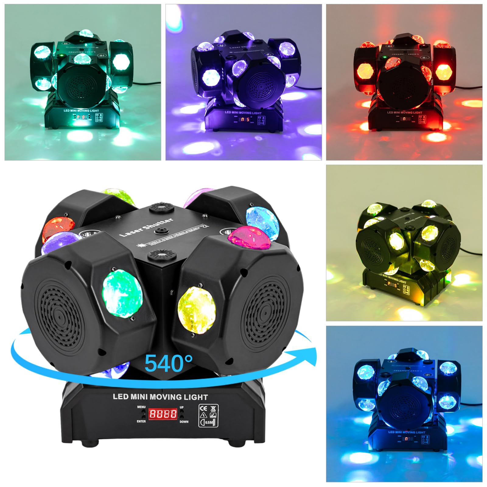 200 W Moving Head LED Cree, luce per feste a LED, rotante, stroboscopica, dmx512, effetto luminoso attivato con 4 bracci di luce per DJ bar, compleanno, discoteca matrimonio