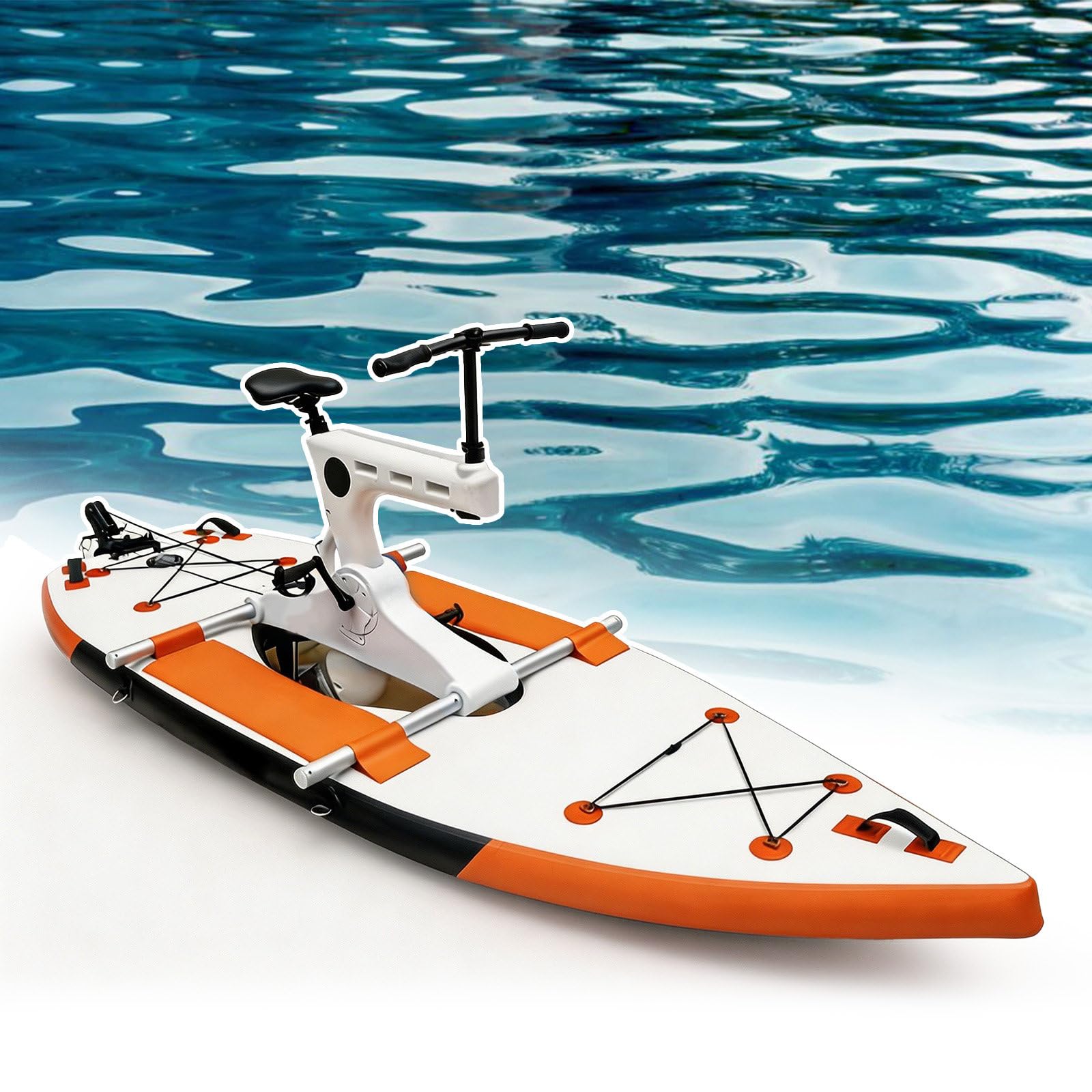 SICWEDIM Water Bike Pedal Boat, Inflatable Water Bike, Mobile Water Bike, Water Entertainment Equipment Banana BoatSea Bike For Water Fitness Lake Cruising Camping Travel (Orange)
