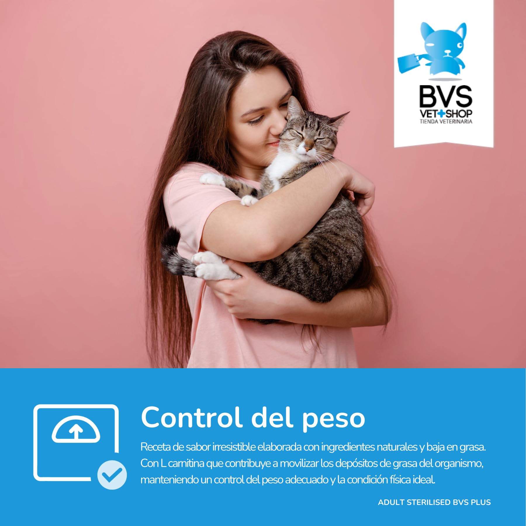 BVS Vet Shop | Gato Adult Sterilised | Alimento equilibrado de bajo Contenido calórico Que le permitirá no engordar y Mantener la Actividad física Ideal | 12Kg