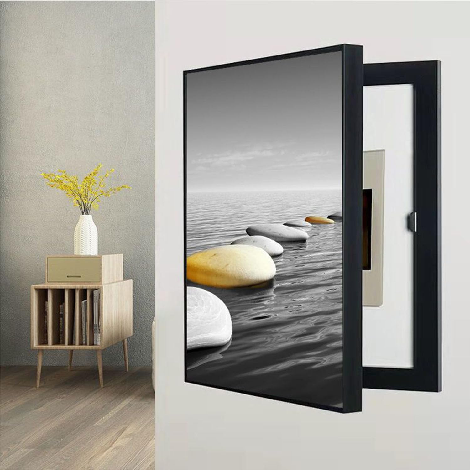 Xiao Ren Tapa Contador Eléctrico Interior, Cuadro Oculto para Centralita, Vertical, Apto para Comedor, Salón Y Dormitorio,F,50 x 60 cm