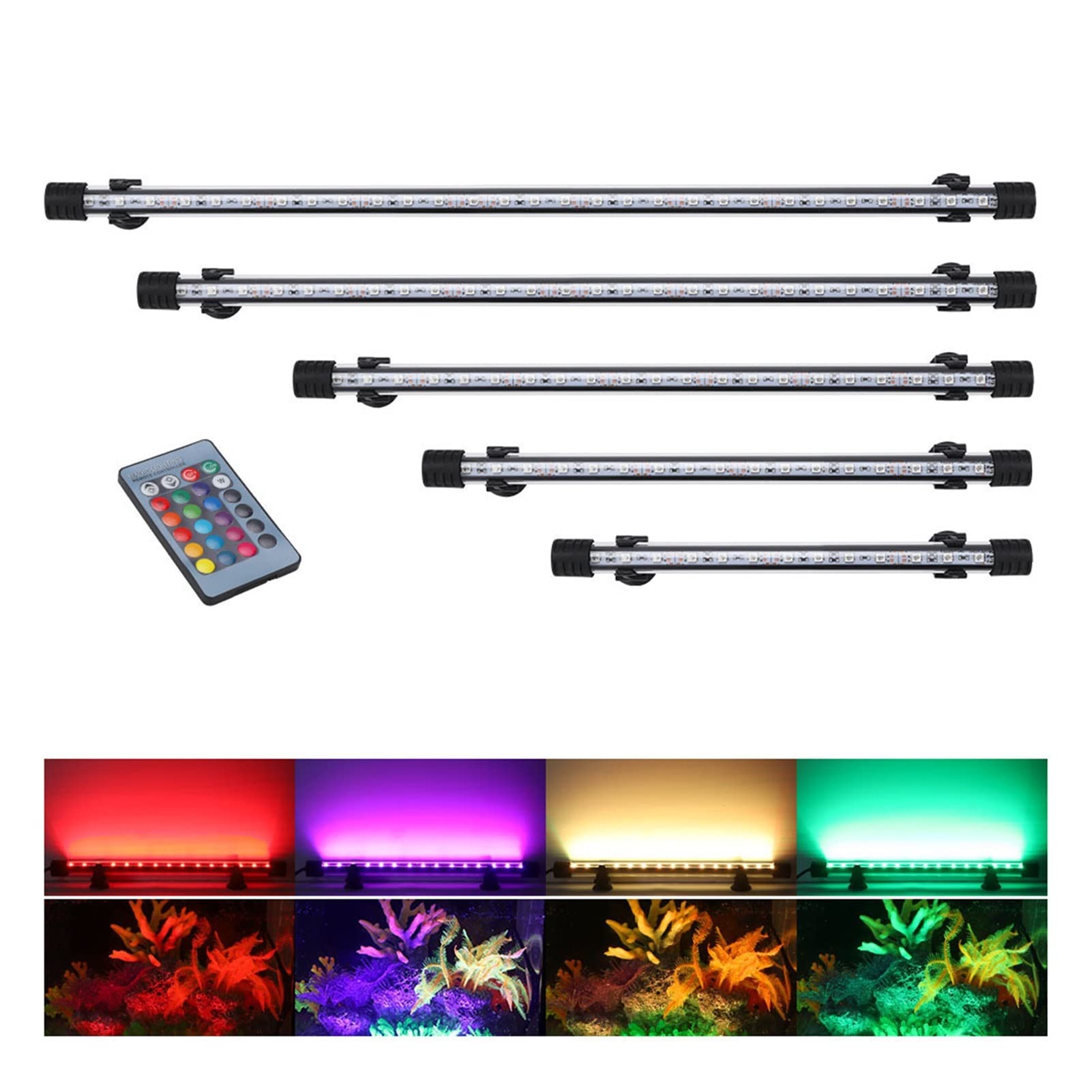 Luz de Acuario 18-57cm Control Remoto Lámpara de Buceo Lámpara Colorida Lámpara de 90-260v para Plantas Pecera Uso Anfibio Esencial (Color : SZD-Q60RGB)