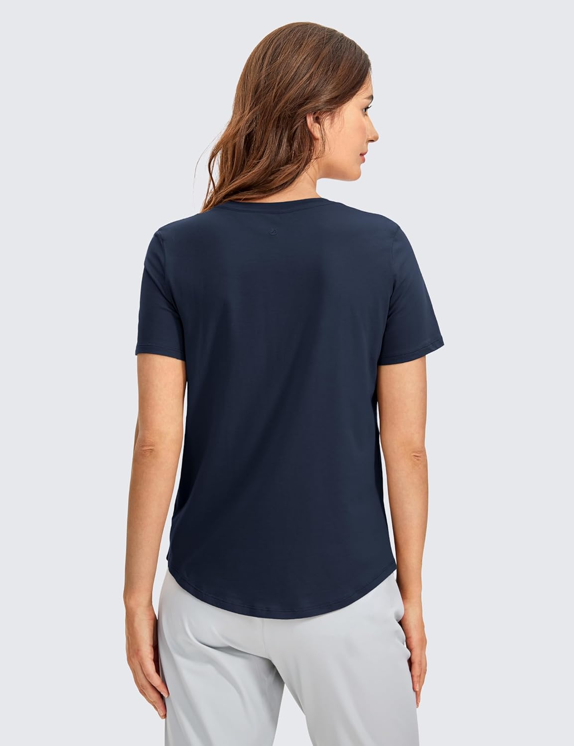 CRZ YOGA Pima Cotton Crewneck T-Shirts for Women - Workout Casual Yoga Athletic Short Sleeve Shirts Soft Crewneck Hip Tops - Image 2