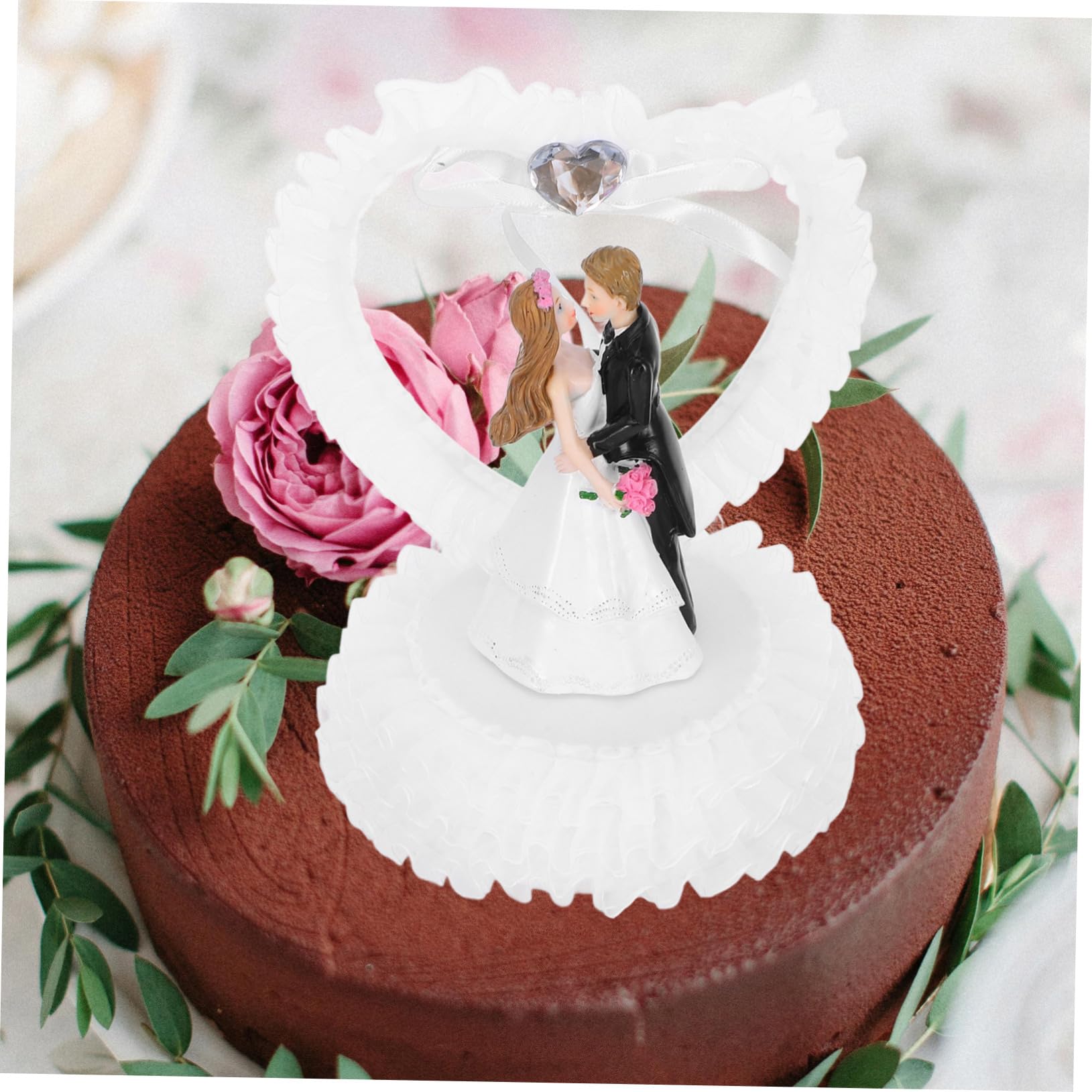 Romantische Braut und Bräutigamfigur aus Kunstharz Weiße Hochzeitsdekoration für Torte und Desserttisch Zart und Tragbar