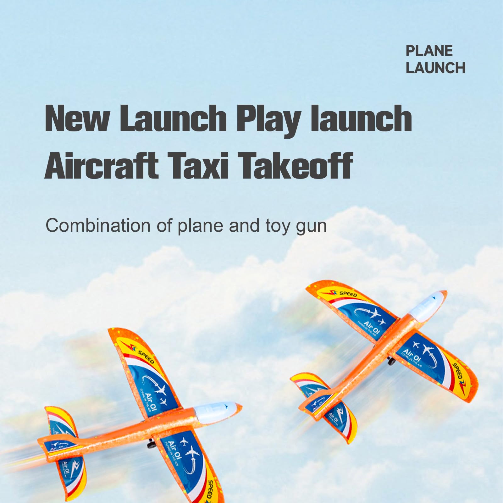 Avion Planeur en Polystyrène avec Pistolet Catapulte LED - 3 Avions Jouets Volants pour Enfants 3-10 Ans, Jeux de Lancer Extérieur Cadeau Anniversaire Garçon Fille