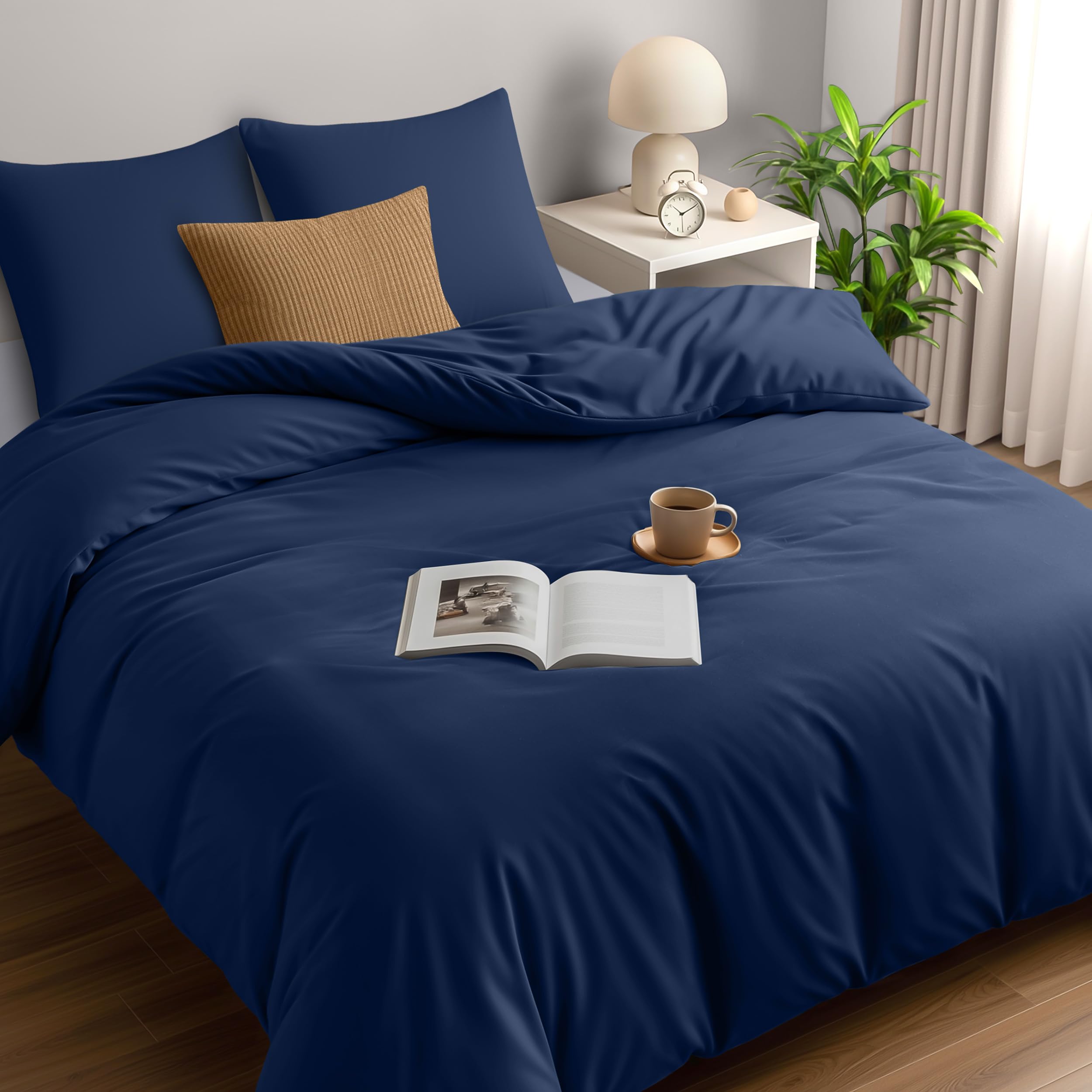 Utopia Bedding Housse de Couette 240x260 cm avec 2 Taies d'oreiller 65x65 cm (Marine) - Parure de Lit 240 x 260 cm - Ensembles de Housses de Couette en Microfibre brossée Douce