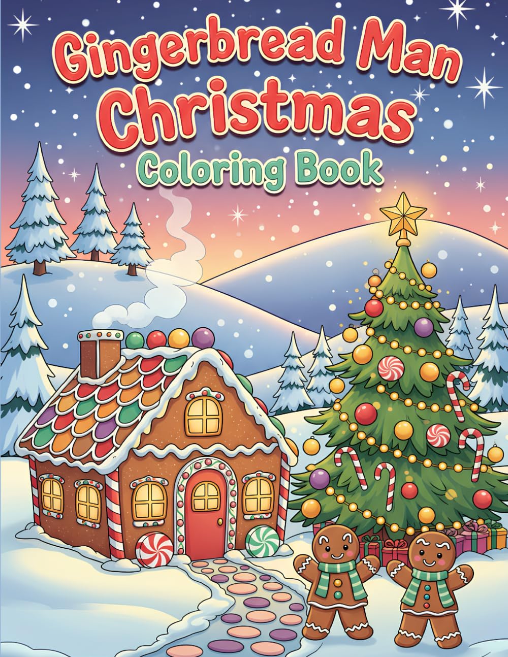 Gingerbread Man Christmas Coloring Book: Bold and easy Christmas gingerbread man coloring book for kids and adults.