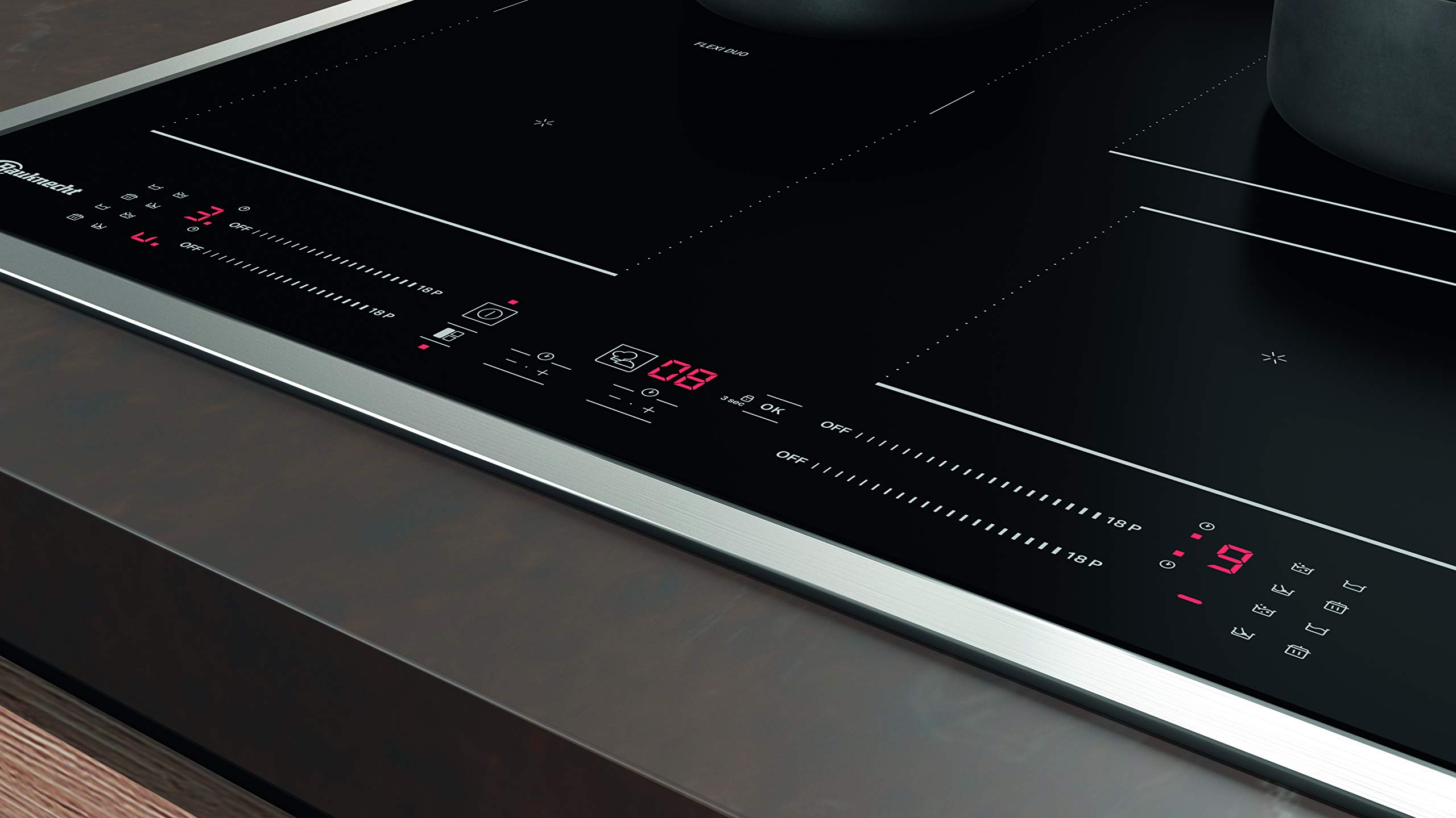 Bauknecht Plaque de cuisson à induction BS 7160C FT/Flexi Duo/Booster/Direct Access Touch Control/Indicateur de chaleur résiduelle/Cadre plat en acier inoxydable 50,7 x 67 x 54 cm