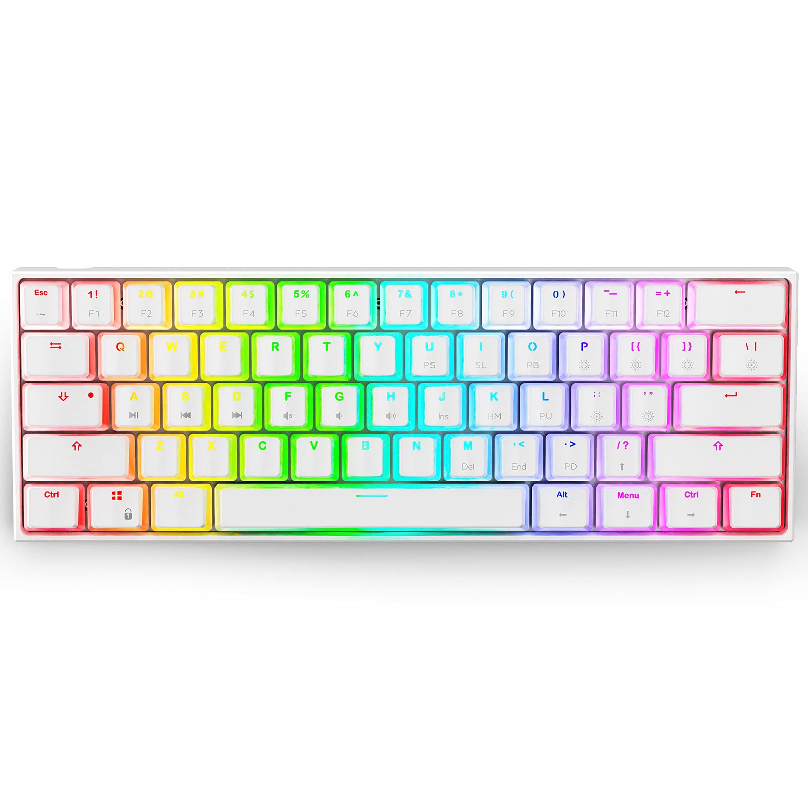 Ractous RTK61 60% Mechanical Gaming Keyboard with PBT Pudding keycap, RGB Backlit Hot Swappable Type