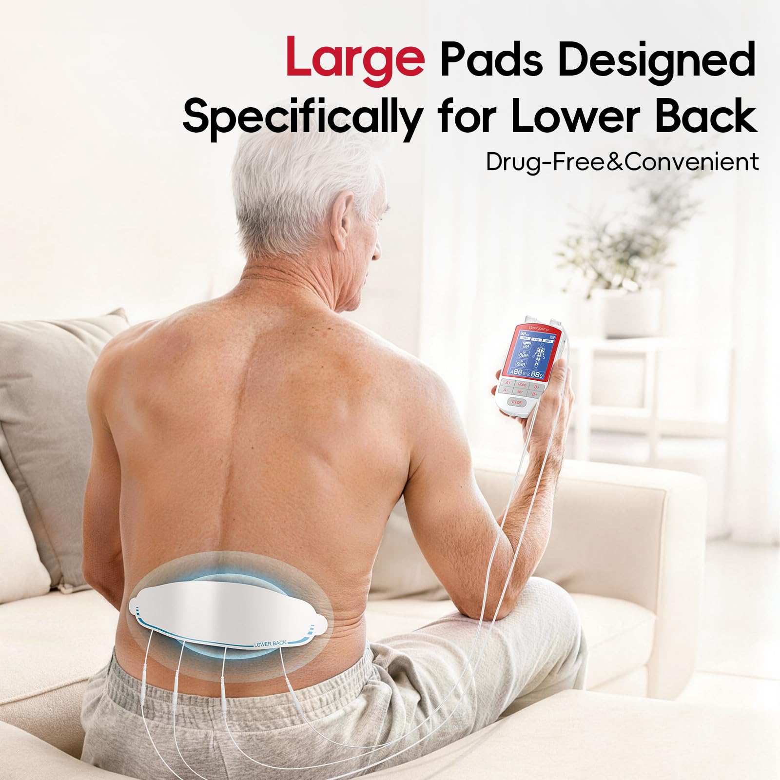 Comfytemp 3-in-1 TENS Unit with Large Back Pad, Pain Relief & EMS&User Mode — Amazon image 3
