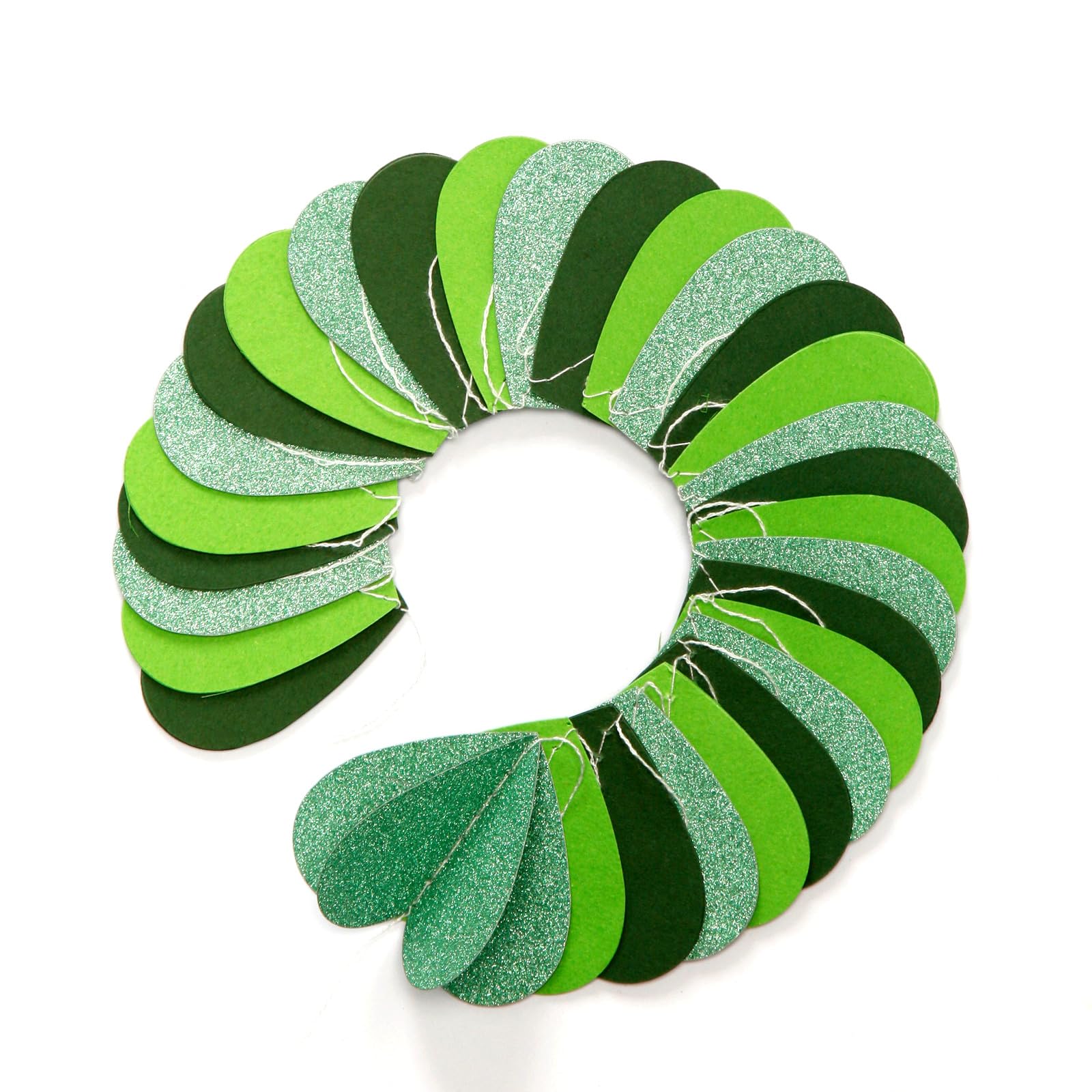 Grüne Party-Dekoration, Herz-Girlande, 14 m, 3D-Frühling, Sommer, Garten, hängende Luftschlangen, Banner, Geburtstag, Hochzeit, Verlobung, Babyparty, St. Patrick's Day, Hintergrunddekoration Burgleda