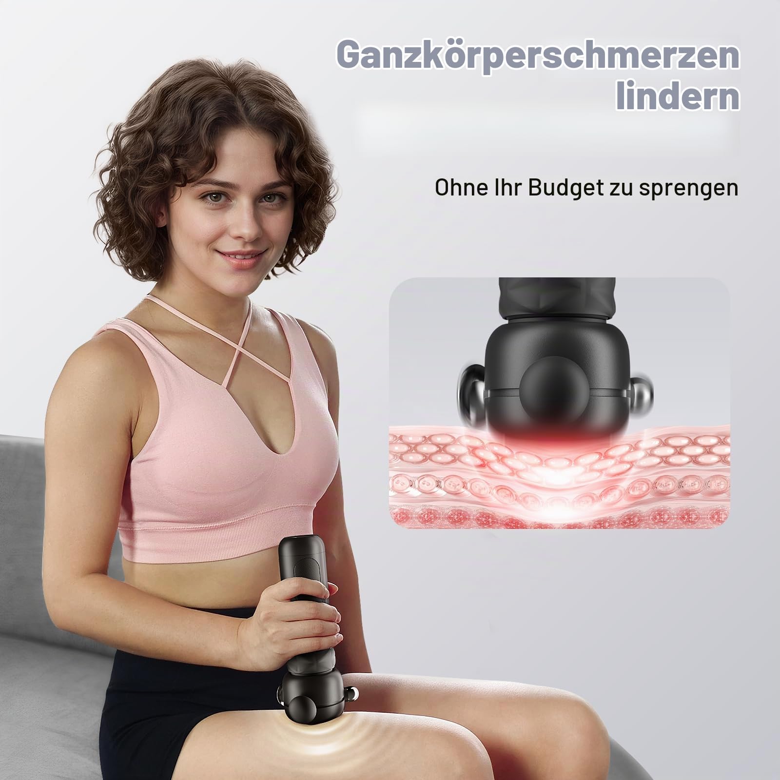 HYAKO SE Tiefengewebe-Massagepistole, 6.500 U/min, 5 Köpfe, 5 Stufen Leise | Sanfte Vibrationsmassage, löst Muskelverspannungen, ideal für Rücken, Nacken, Arme & Beine, für Einsteiger