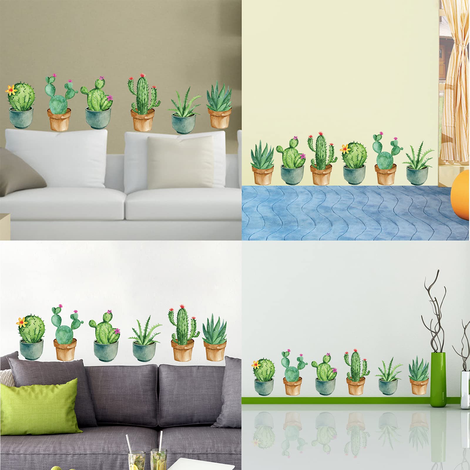 Adesivi Murali Piante In Vaso Verde - Decorazione Parete Rimovibile, 38x58 Cm, PVC - Foto 6