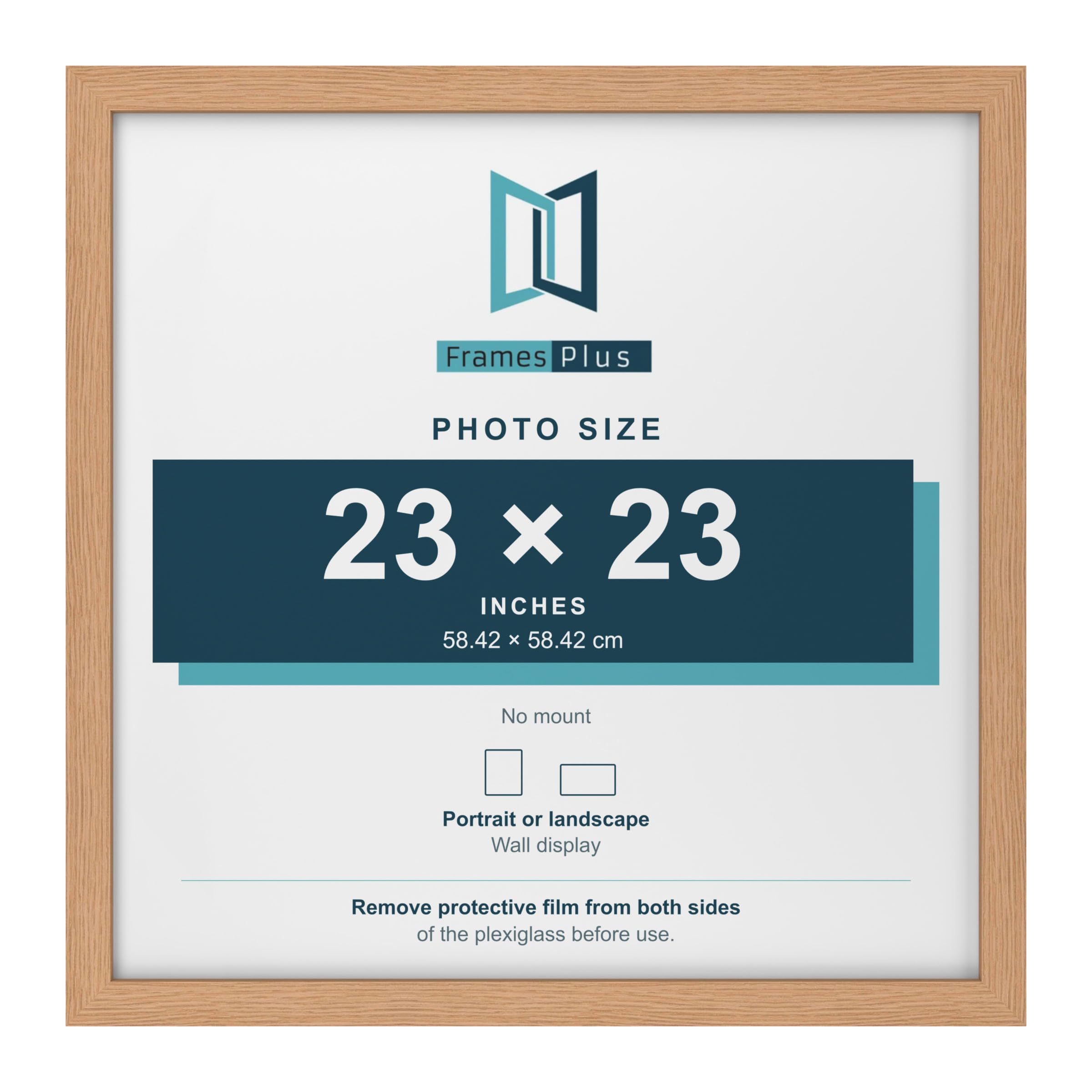 FramesPlus 23x23 Inch Square Poster Frame, Oak, Modern Photo Frame for Wall — image 1