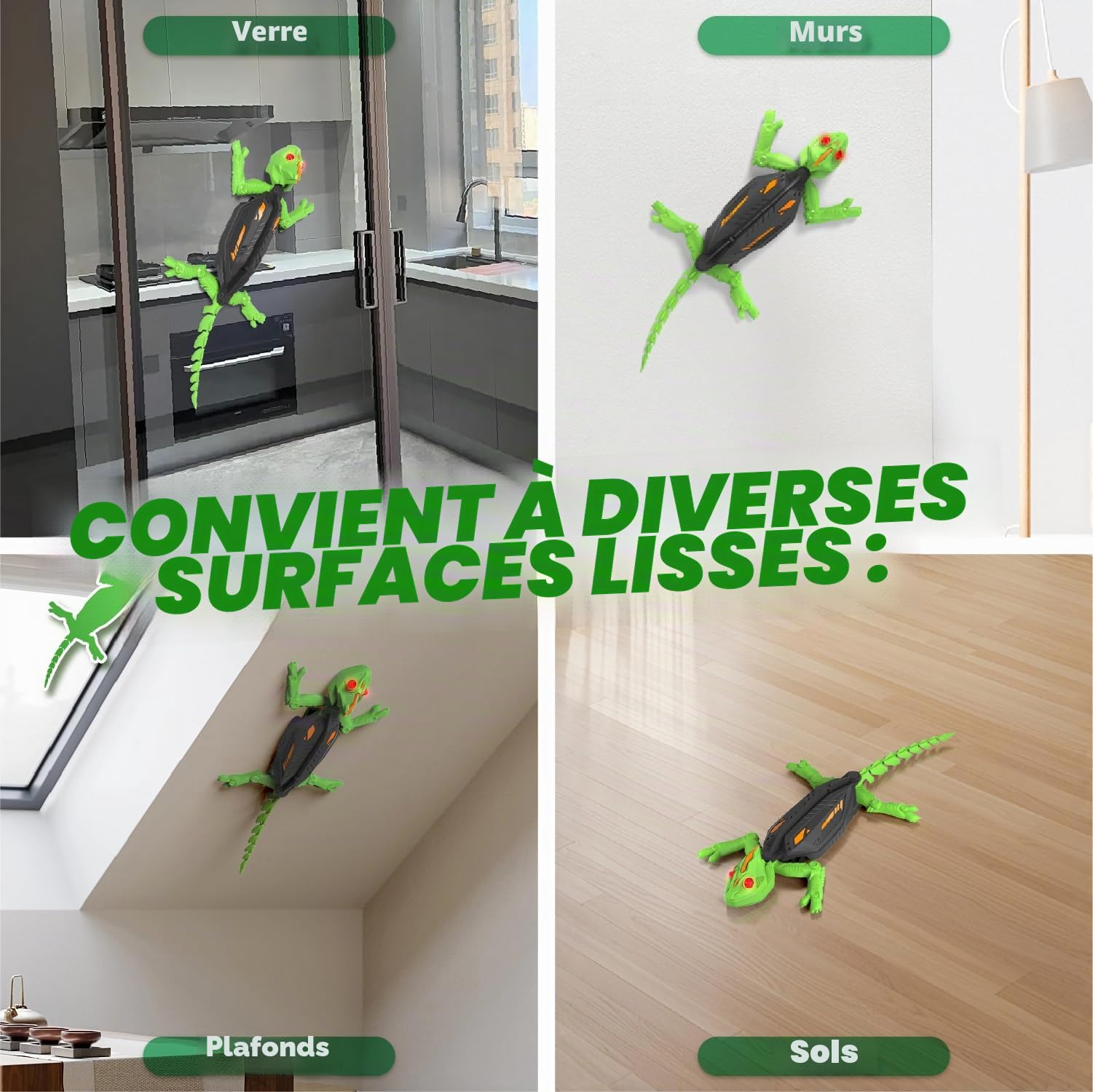 snookids Gecko Radiocommandé Grimpeur, Lezard Télécommandé Robot Jouet Qui Escalade Murs et Plafonds, Yeux LED Lumineux Mouvements Réalistes, Cadeau Enfant pour Garçons et Filles 3 4 5 6 7 8+