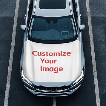 Dreaweet Custom Car Hood Cover Add Your Photo/Picture/Image Personalized Hood Covers for SUV Truck Sedan Easy to Install Car Hood Wraps for Vehicle Stretchy Front Hood Protective Cover