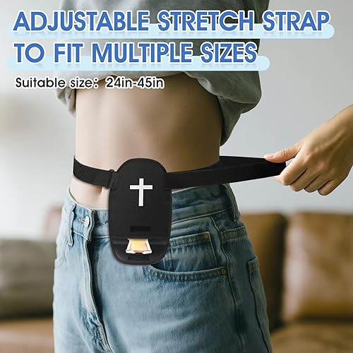 Miniatura 4 de 2 fundas para bolsa de ostomía con patrón de cruz y cinturón elástico ajustable, reutilizable, impermeable, lavable, bolsa protectora de ostomía